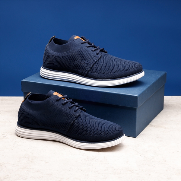 [KnitFlex Breeze] Men's Knitted Oxford Sneaker Shoes - DARK BLUE - 1